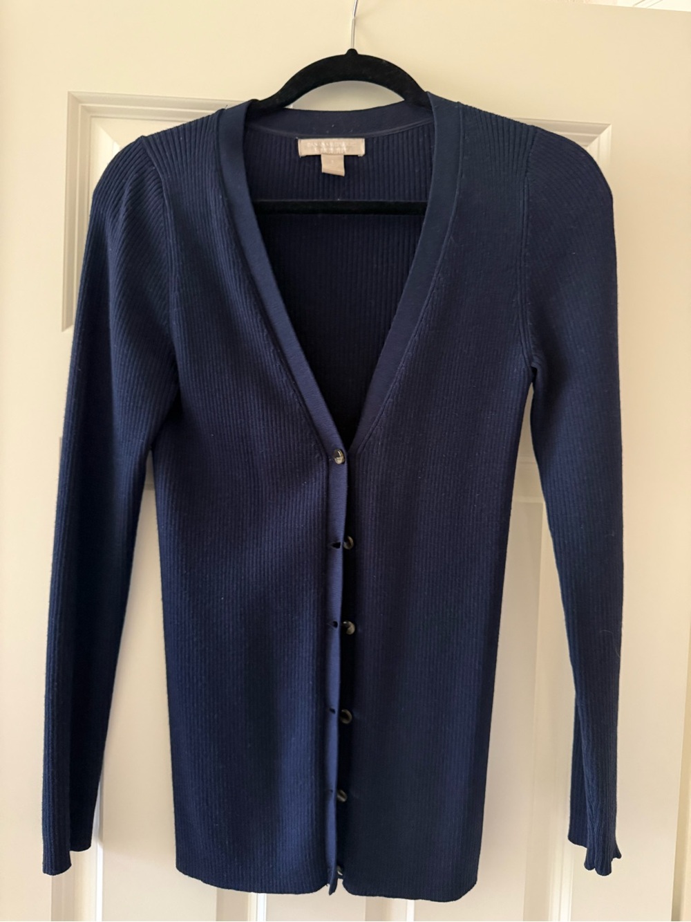 Banana Republic Navy Ribbed V-Neck Button Cardigan